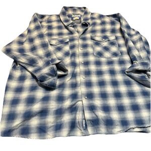 Dixxon Flannel "The Midway" 5XL long Sleeve Pearl Snap Plaid Checkered‎ Blue